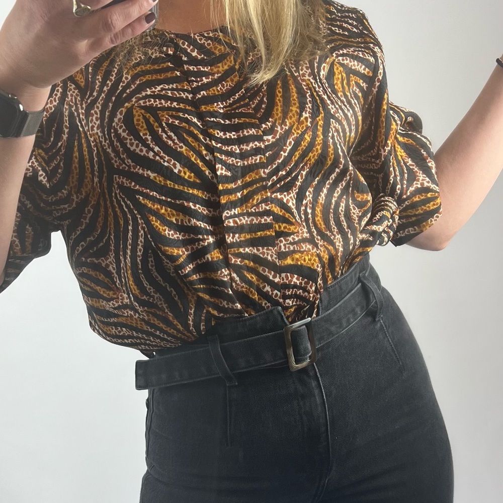 Vintage Laura & Jayne Collection Animal Print Blouse Size 12